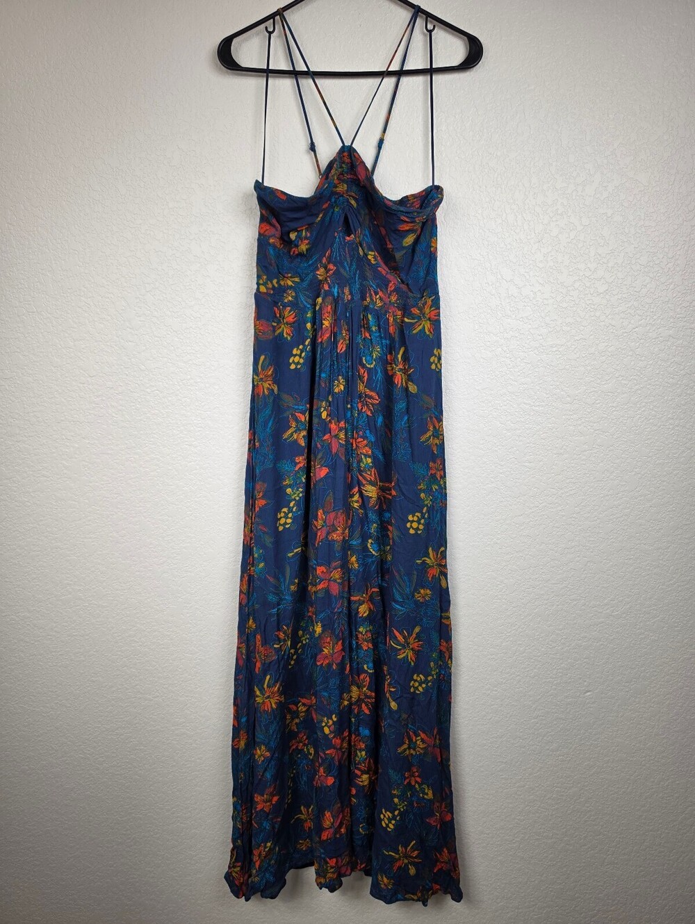 Free People XL Floral Blue Tropical Maxi Dress